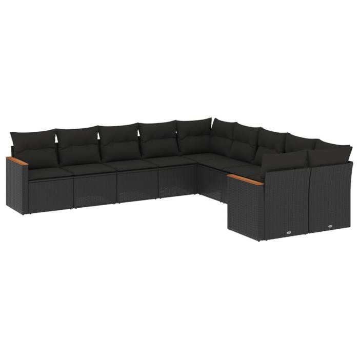 VidaXL Garden Lounge Set with Cushions 10 Pcs, Patio Sofas, Patio Furniture Set, Outdoor Furniture, Black 3226349