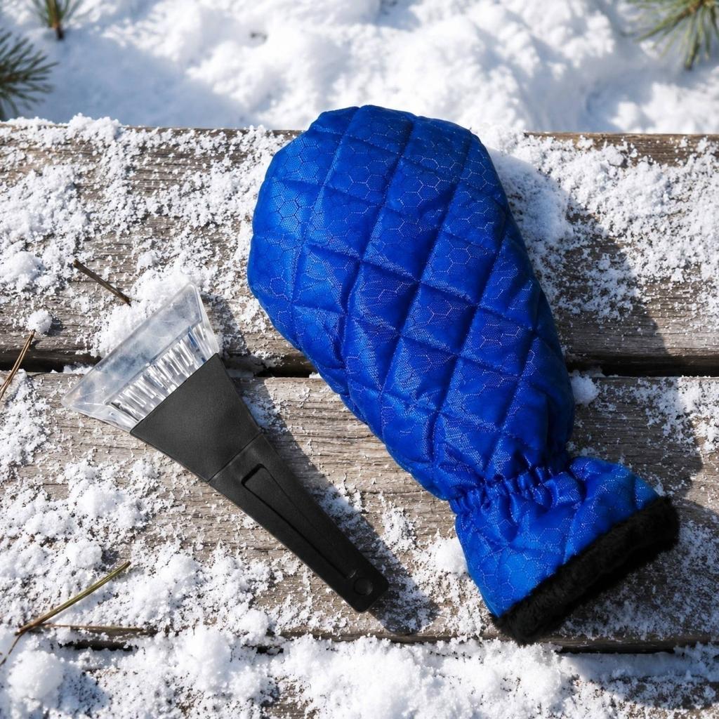 Snow Shovel Gloves with Plastic Scraper for Car Windshield Winter Snow Removal