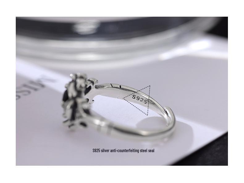 Banyan Tree S925 Silber Dunkelrosa Ring: Einfacher, Punkiger, Cooler, Süßer Stil für Frauen