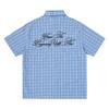 STREETRICH Summer Letter Eembroidery Short Sleeve Plaid Shirt for Men Patchwork Short Sleeve Baggy Checkered Top Tees Oversized