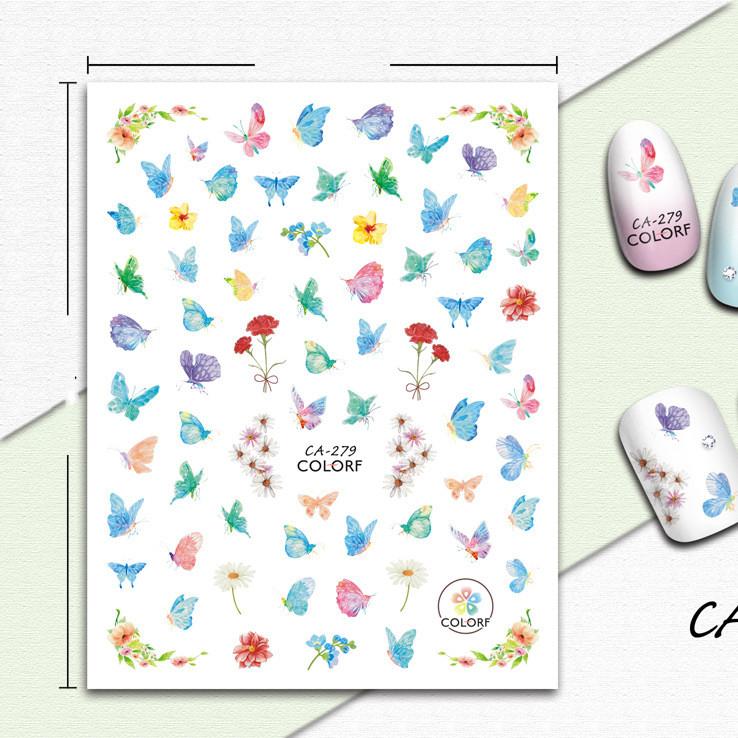 1pc 3D Nail Stickers Spring Summer Natural Flower Leaves Simulation Dried Flower Dragonfly Nail Applique Water Slides Decoration