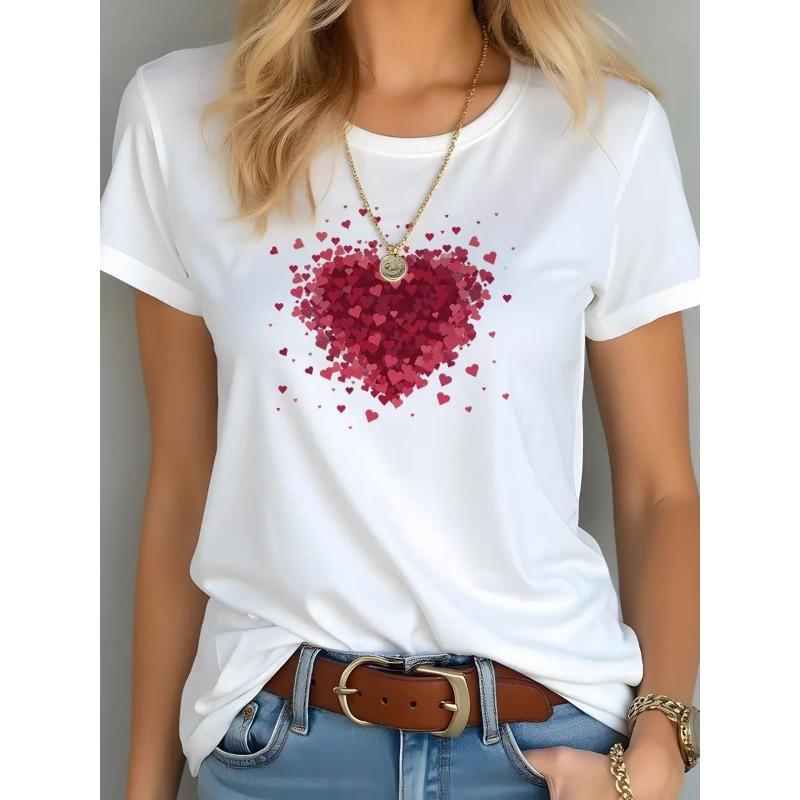 Letni damski T-shirt z okrągłym dekoltem i krótkim rękawem z modnym nadrukiem 3D