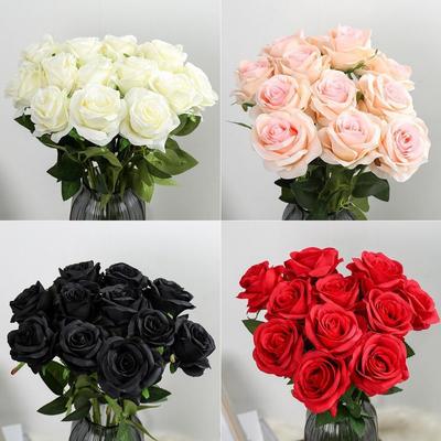 12 τμχ Simulation Rose Artificial Silk Rose Flower Ψεύτικα λουλούδια για Γαμήλια Ανθοδέσμη Διακοσμήσεις σπιτιού