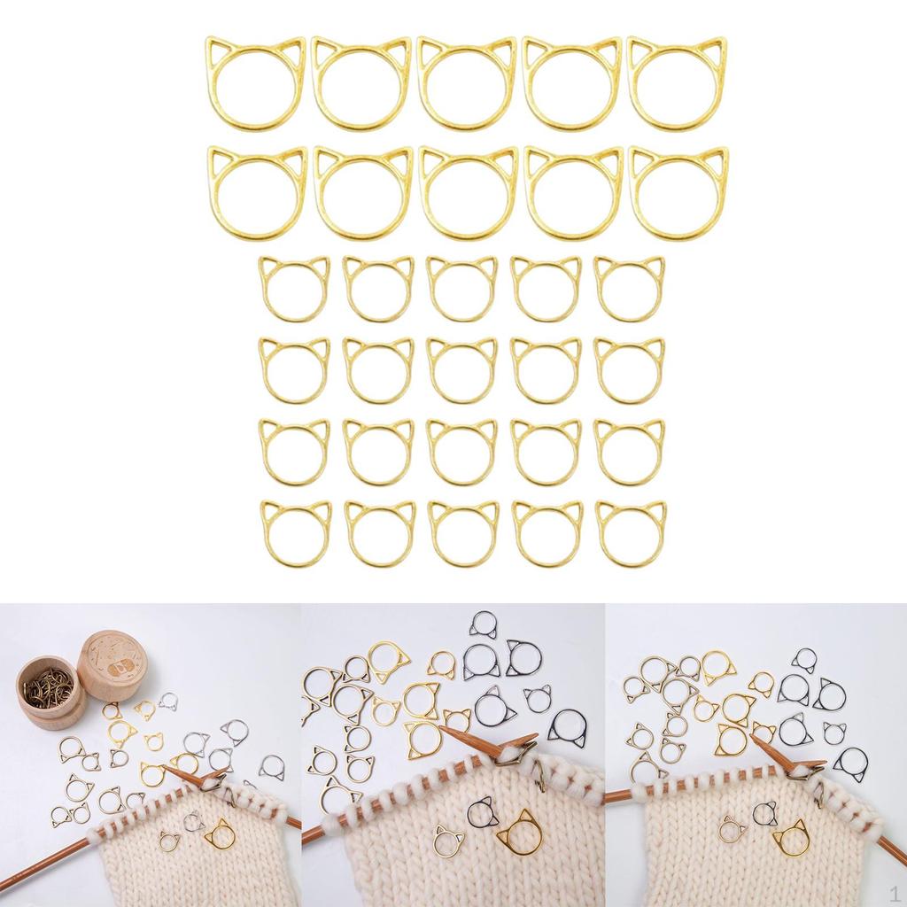 30 Pieces Locking Stitch Markers Set Zinc Alloy Cute Charms Rings Crochet Accessories for
