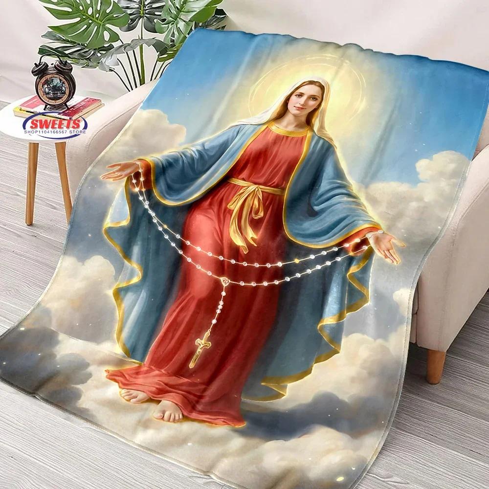 New Arrival ! Virgin Mary Pray Blanket, Warm and Cozy Flannel Blanket, Sofa Bedroom Office Leisure Nap Cover Blanket, Nice Gift