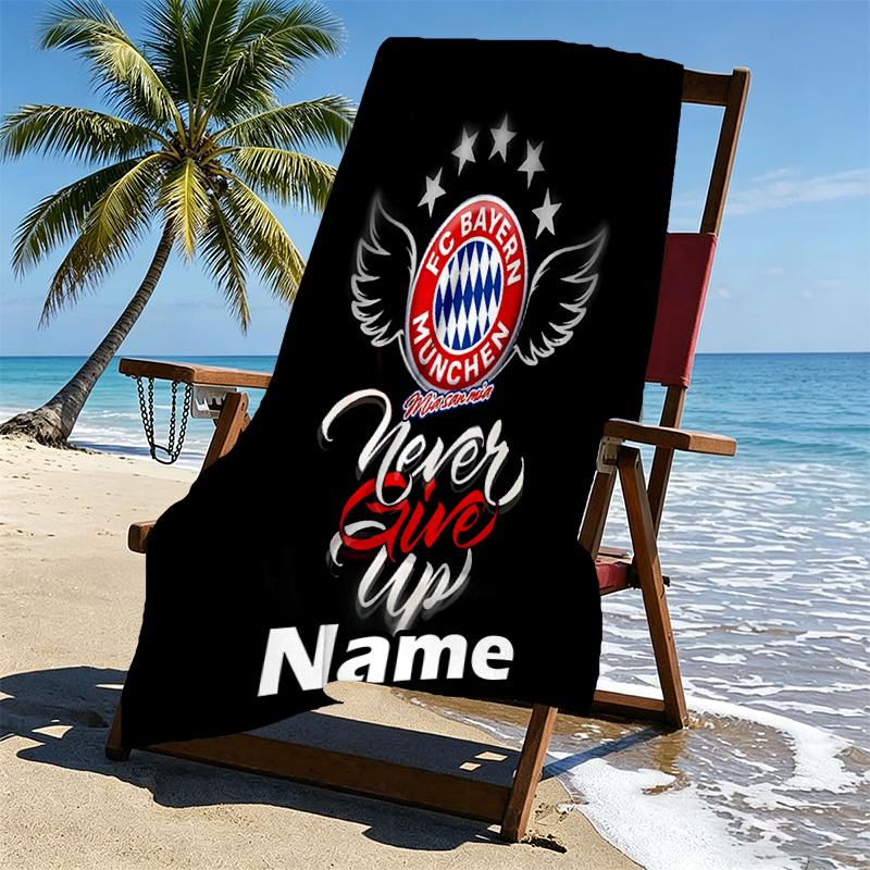 Custom Name Personalized FC Bayern Print Beach Towel, for Trip Camping Beach Party Home Decor, Birthday Gift for Family & Friends