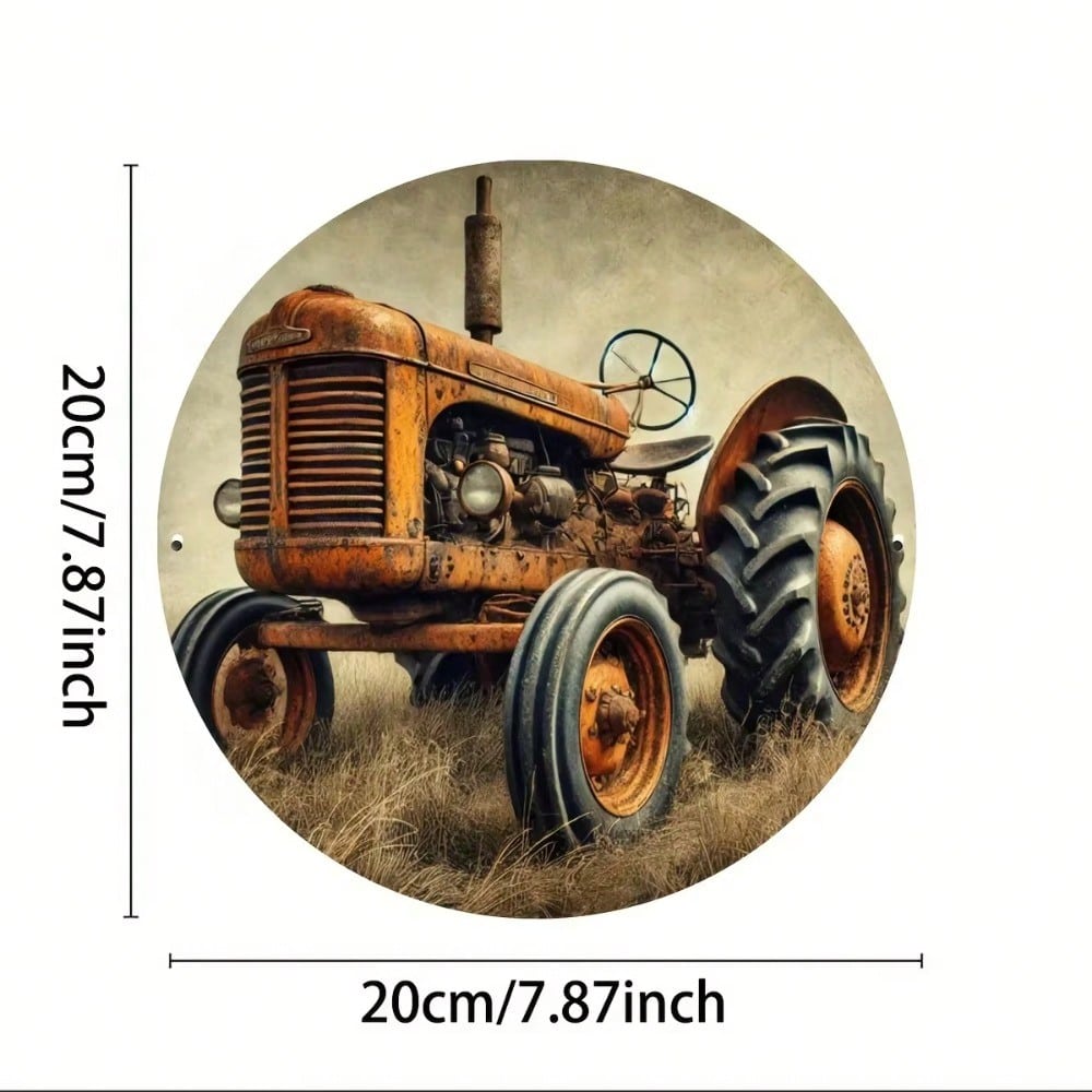 

Metal Wall Art Vintage Truck Round Sign Rustic Home Decor Iron Painting 20x20 різнокольоровий