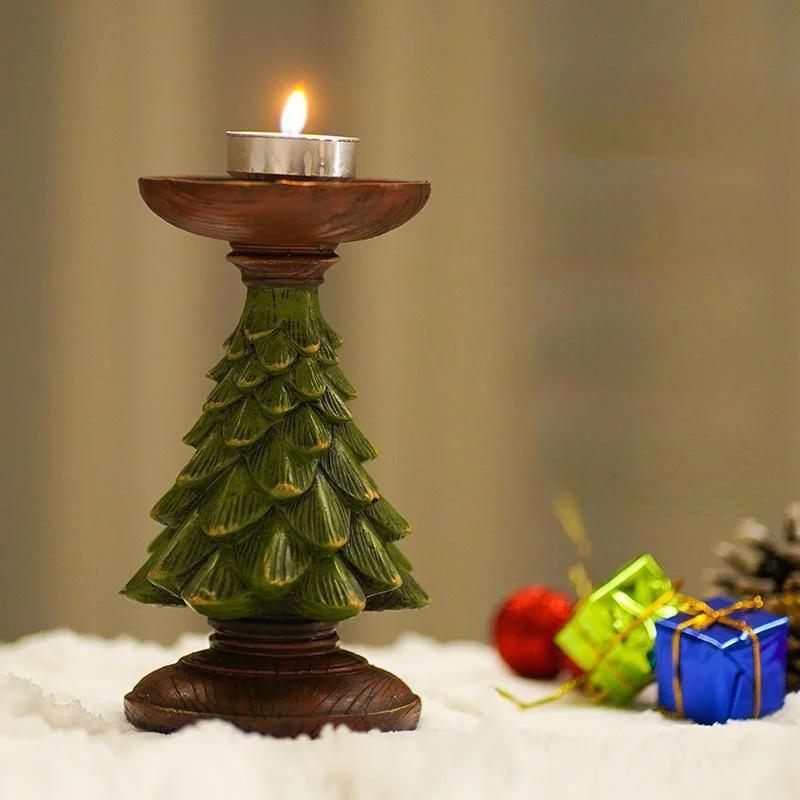 Christmas Tree Candle Holder Christmas Candlestick Household Festive Atmosphere Desktop Decoration Xmas Home Decor