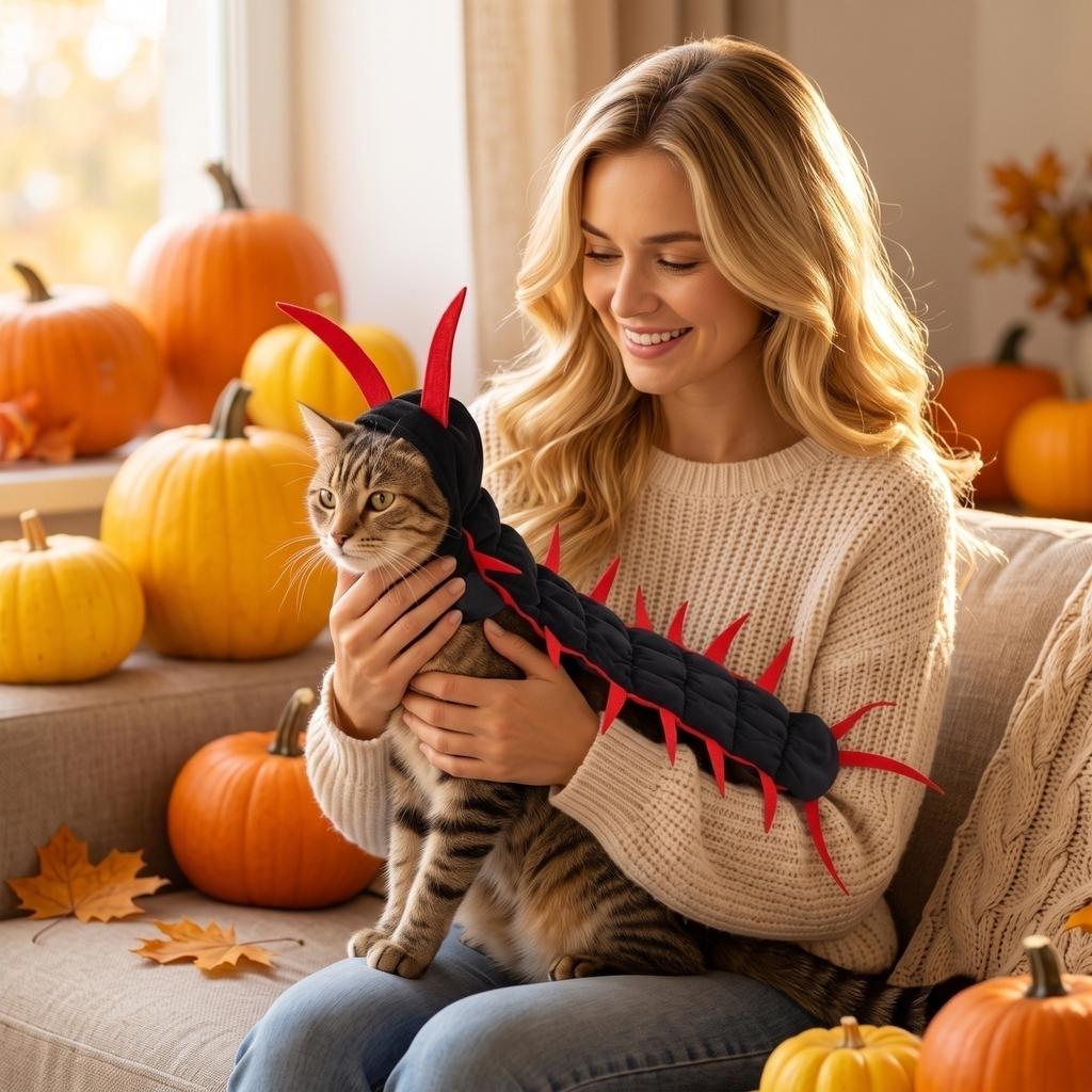 Halloween Costume Centipede, Funny Pet Outfit for Small Cats and Dogs