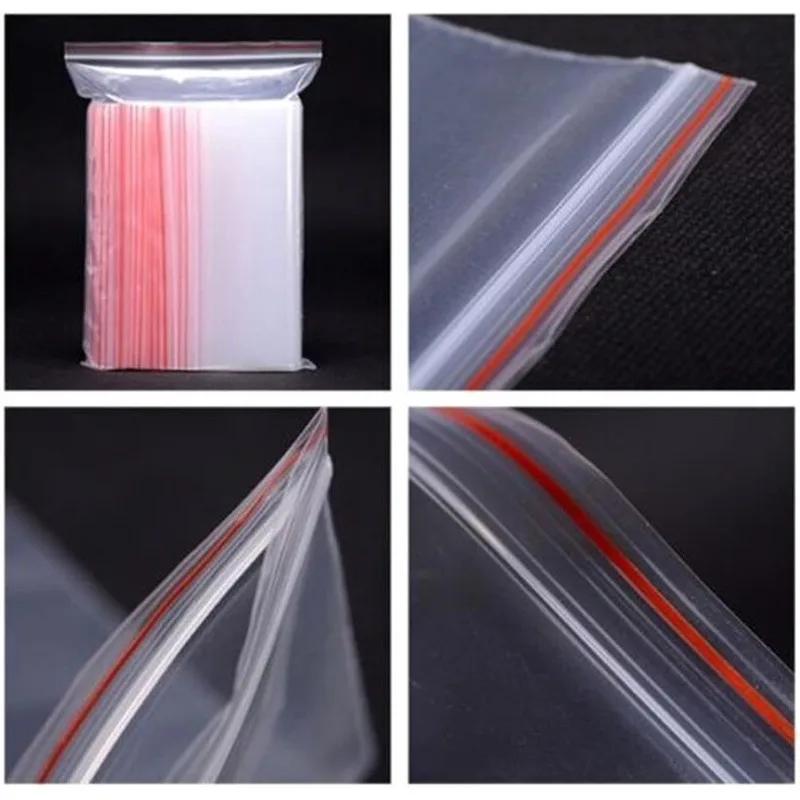 100pcs Transparent Plastic Bags Reusable Selaing Zip Bag PE Thicken Sealed Storage Bag Food Jewelry Packing Organizer Pouch