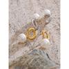 Eetit Korean Elegance Stainless Steel Simulated Pearls Geometric Stud Earrings for Women Korean Style Chic Daily Wear Jewelry