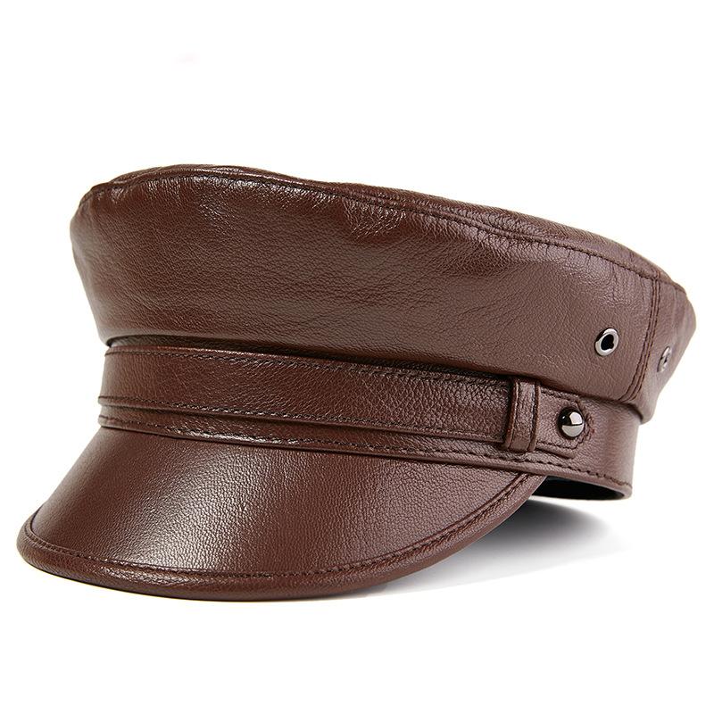 Autumn/Winter Genuine Leather berets Caps Motorcycle