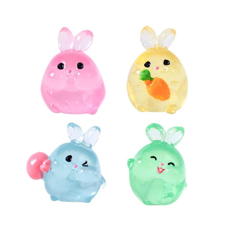 Cute Glow-in-the-dark Little Rabbit Animal Figurine Decorative Accessories Mini Car Desktop Ornaments