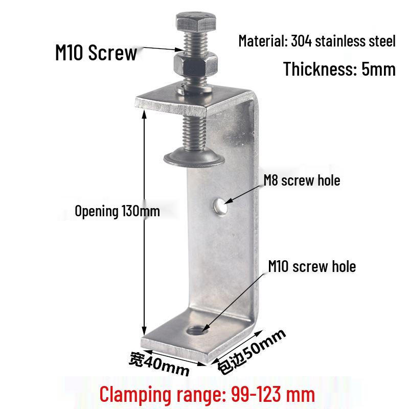 304 Stainless Steel Tiger C-Clamp U-Shaped Fixture with Hand-Tightened Eyebolt