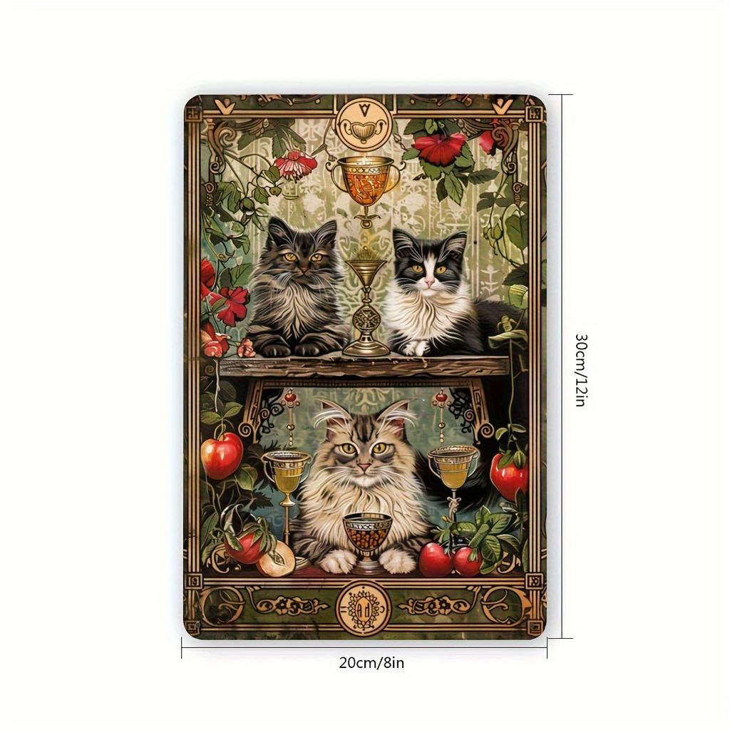 Vintage Cat Theme Metal Tin Sign, Mystical Style Iron Art Wall Decor, Ideal for Cafes, Home Decoration, Study, Gift Shop - 1 Pac