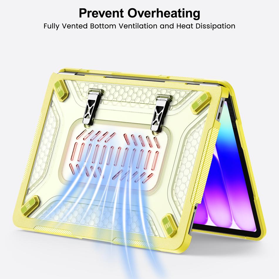 Stand Case for Macbook Neo 13 Inch A3404 2026 Honeycomb Texture Shell Cases Metal Kickstand Neo 13 Sleeve Bag Cover