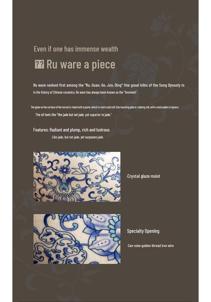 Blue & White Ru Kiln Ceramic Teapot featuring Intertwined Lotus Design – Xishi Style, Perfect for Home Tea Brewing, High-End Chinese Tea Set.