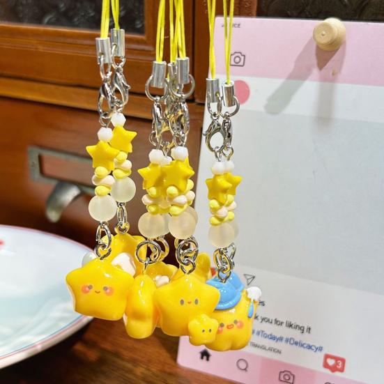 Decorative Pendant Cartoon Star Beaded Charm Portable Bag Pendant with Lanyard Mobile Phone Hanging Ornament