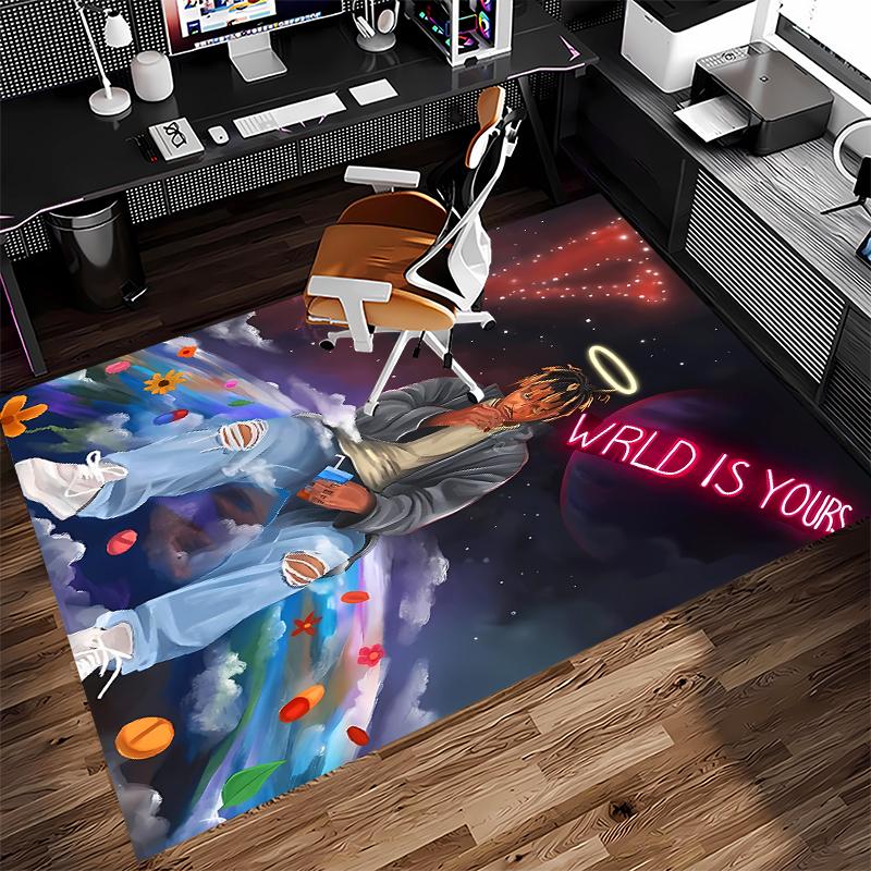 1pc Juice WRLD Print Area Rug - Soft,Washable Non-Slip Indoor Mat for Office Chairs,Living Room,Home Office Decorative Rug
