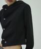 Small Logo Side Button Shirred Hooded Top [Black]