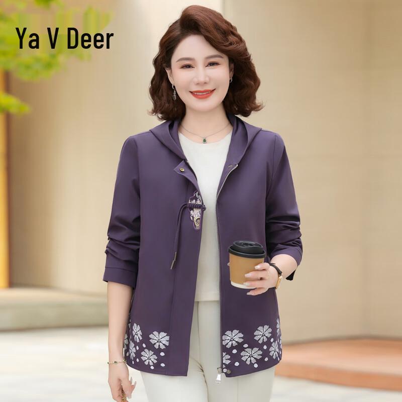Yalu Women s Hooded Floral Print Spring Windbreaker 5XL
