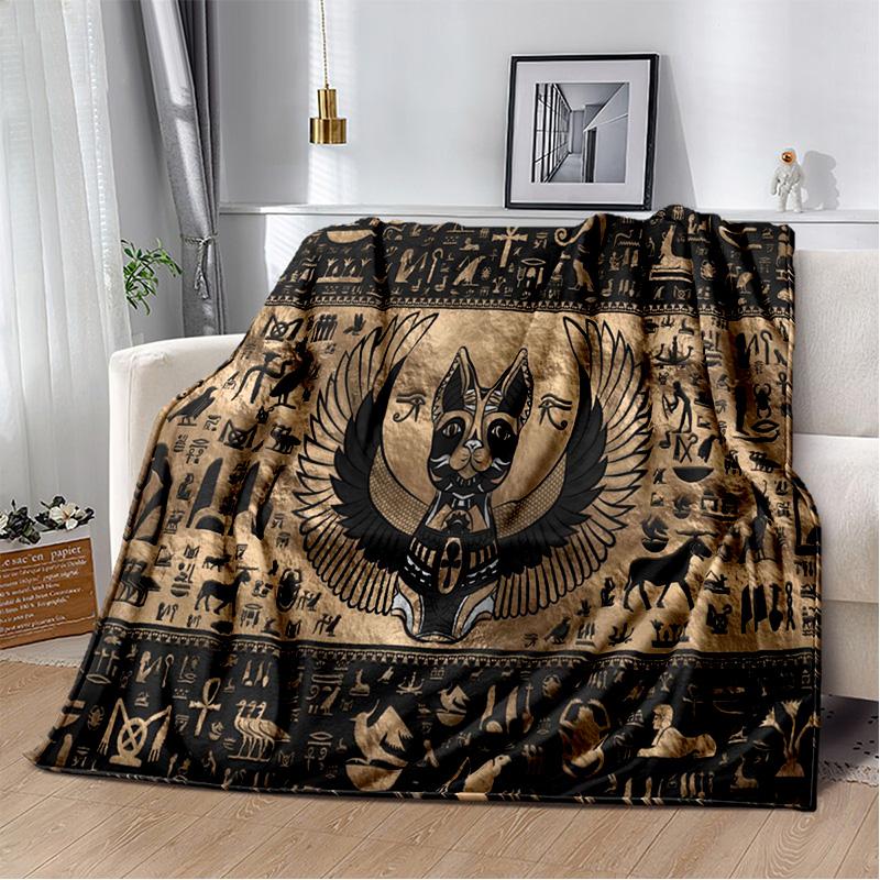 3D Ancient Egyptian Mythological Ideographic Sign Symbols Blanket,Soft Throw Blanket for Home Bedroom Bed Sofa Cover Blanket Kid