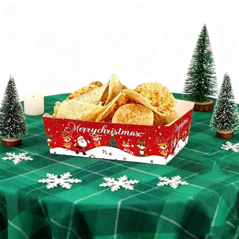 20Pcs Festival Paper Snack Plates Holiday Dinnerware For Christmas Gatherings Cookie Treats Biodegradable Serving Trays