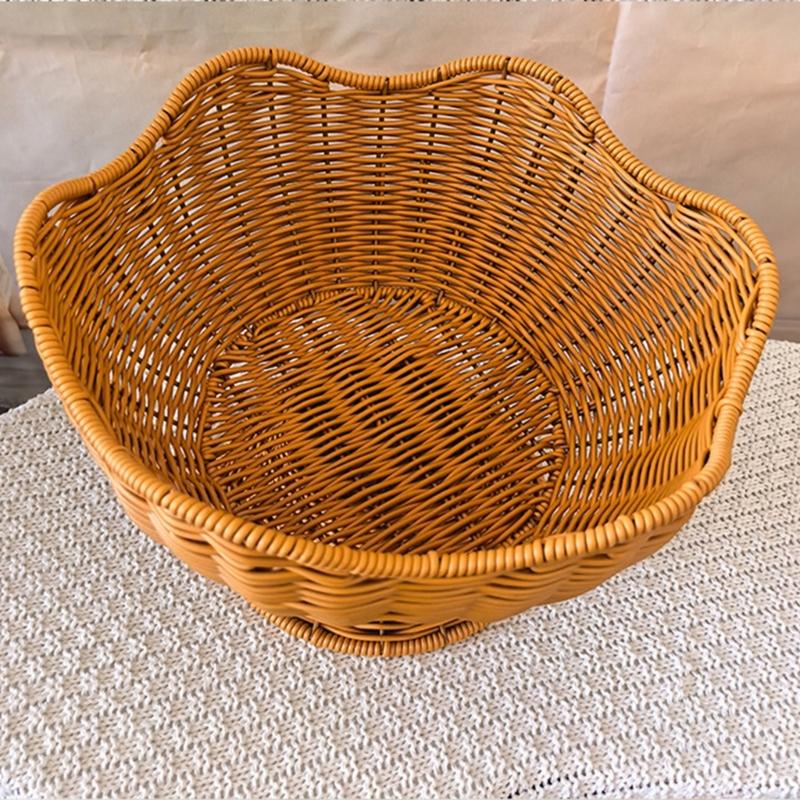 Elegante Cesto Frutta e Verdura Effetto Rattan Materiali PP Organizzatore Multiuso per Cucina con Design Floreale