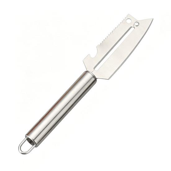 Vegetable Peeler with Ergonomic Handle 2 in 1 Bottle Opener Stainless Steel Peeler for Melons Potatoes Cucumbers Pumpkin Sugar Cane Peeling 1pc