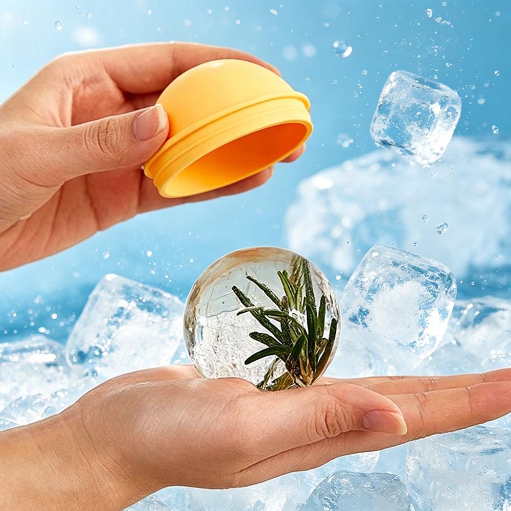 Whiskey Ice Ball Silicone Mold, Easy Release Sphere Ice Cube Maker for Home Bar