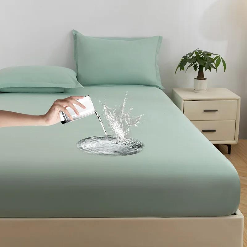1PC Waterproof Fitted Sheet Soft Comfortable Breathable Bedding 360 Degree Full Surround Mattress Cover for Single Double Bed