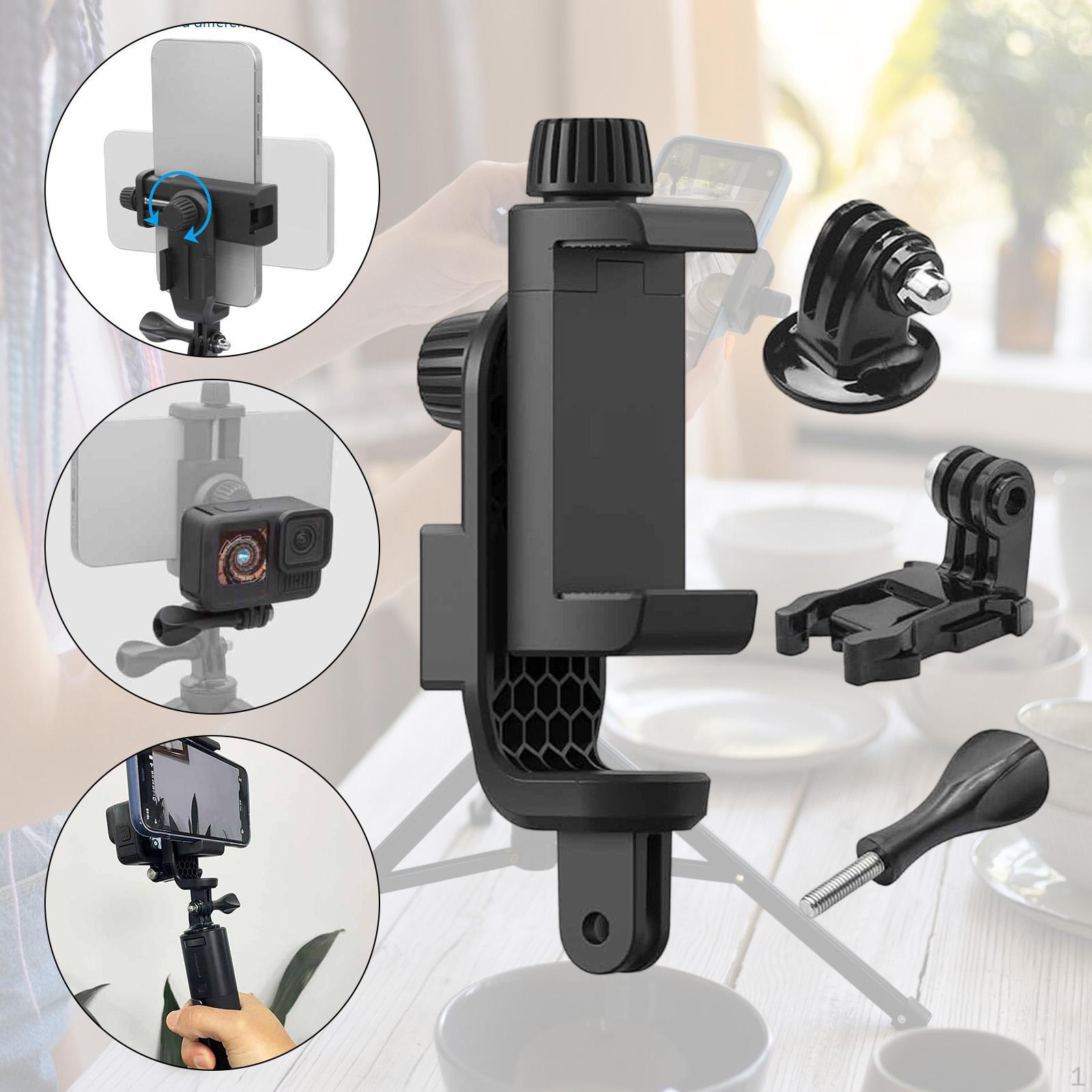 Phone Holder for Tripods,Tripod Mount Versatile Cellphone Clamp Vlogging Sports