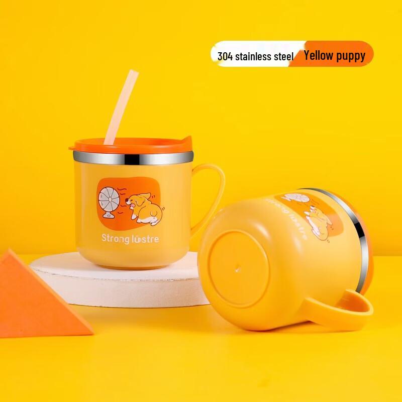 Wutuo Stainless Steel Kids Double-Layer Straw Sippy Cup