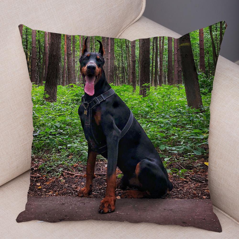 Doberman Pinscher Cushion Cover Both Sided Print Decor Pet Dog Animal Pillow Case for Car Sofa Home Soft Plush Throw Pillowcase