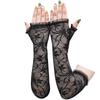 40cm Long Daffodil Lace Half-finger Summer Sun Protection Driving Gloves for Women Elegant Dress with Sleeves