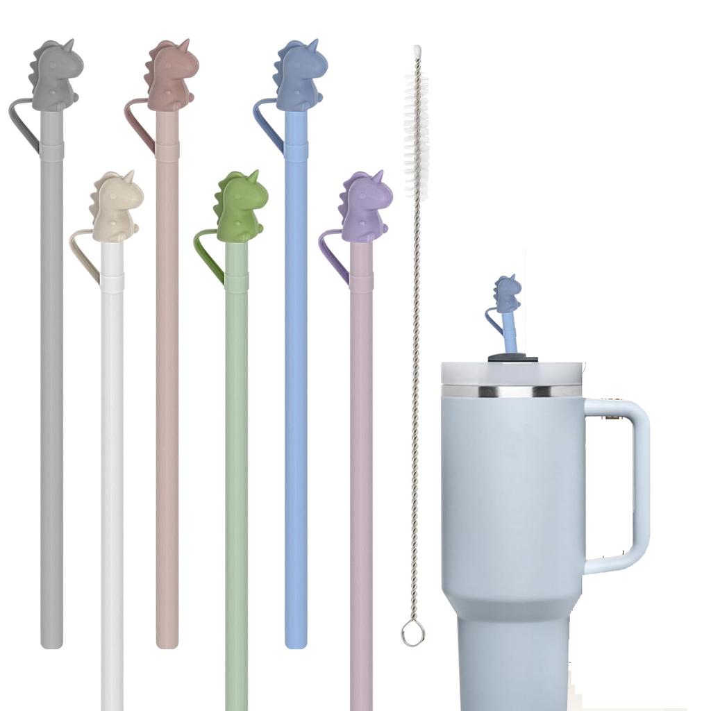 Replacement Long Silicone Straw With Straw Cover,Compatible with Stanley 40/30 oz Cup Tumbler,Cleaning Brush Stanley Accessories