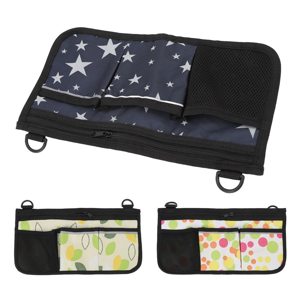 Wheelchair Side Bag with Cup Holder Water Proof 600D Oxford Cloth Multiple Pocket Adjustable Strap C