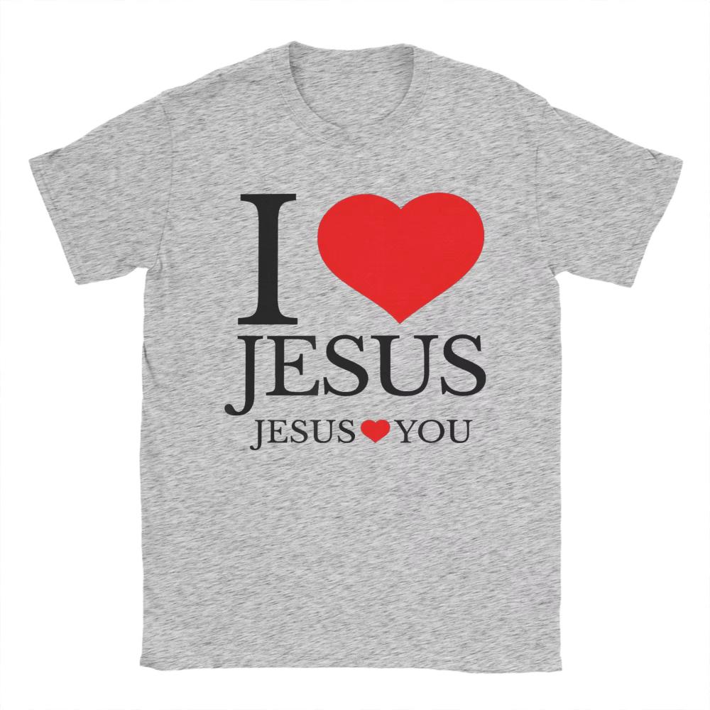 I LOVE JESUS JESUS LOVES YOU CHRISTIAN T Shirts Summer Funny T Shirts Cotton Hipster Tee Shirt for Men Short Sleeves Casual Tees