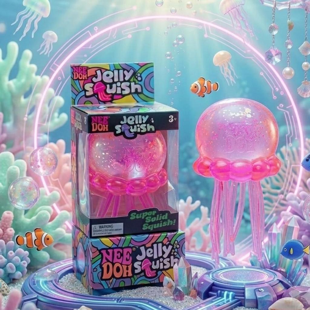 Schylling Needoh Sensory Jellyfish Cube Squishy Fidget Toy Stress Relief Anti Anxiety Squeeze Toy Kids Adults Gift