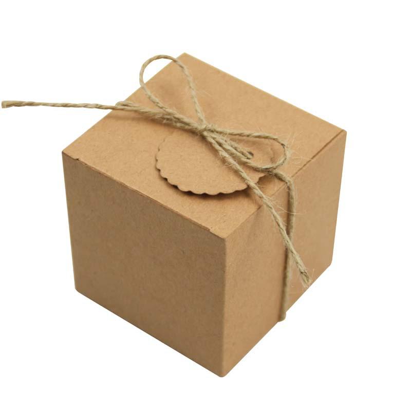 European 7 * 7 * 7Cm Square Candy Box Diy Retro Kraft Paper Box Party Souvenir Wedding Candy Box