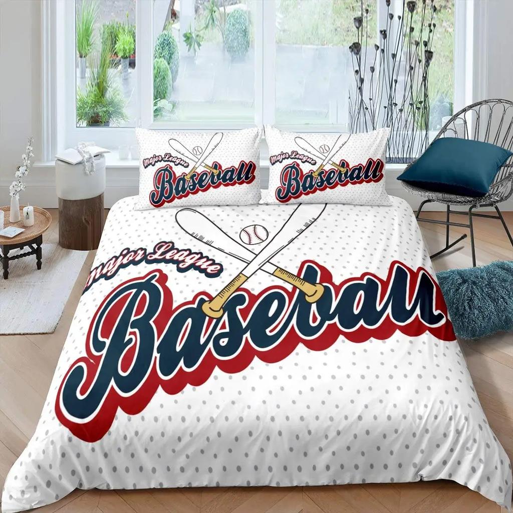 Poszwa na kołdrę 3D Sports Baseball Motyw Gier Sportowych Piłka Zestaw Pościeli Złoty Płomień Poliestrowa Poszwa na Kołdrę Pełny Rozmiar Dzieci Chłopcy