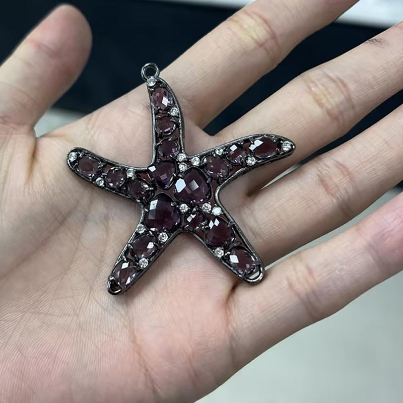 ZHUKOU 52x54mm pandantiv fashion Stea de mare din Cristal pentru femei Accesorii Handmade pentru Realizarea Colierelor Cercei model:VD417