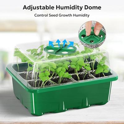 12Grids Seedling Trays Seed Starter Kit Mini Propagator Plant Grow Kit with Humidity Vented Domes and Base for Seeds Starting