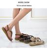 Bohemian Wood Bead Woven Plus Size Flat Women's Sandals for Summer 2025