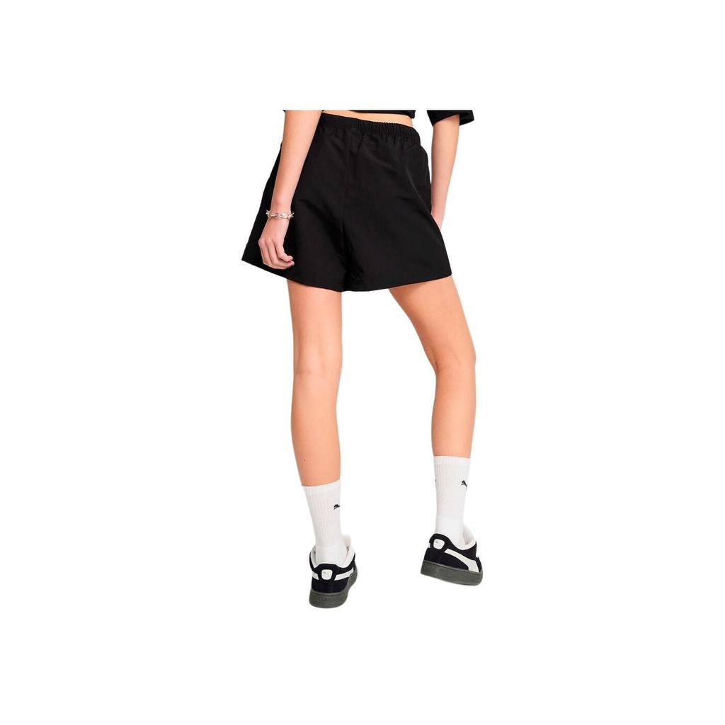 Puma Esswoven Wardrobe A-Line Logo Versatile Running Fitness Loose Sports Shorts Women Shorts Black 631918-01