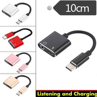 Adaptér Nabíjačka Slúchadlá 2 v 1 Typ-C na 3,5 mm Jack Head Aux Audio Kábel USB-C