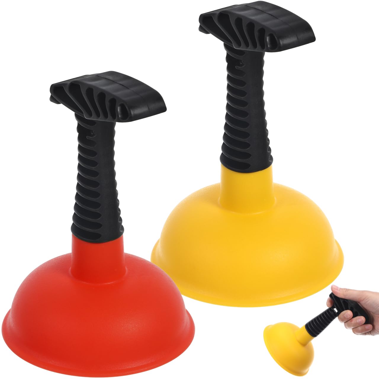 

DECHOUS Rubber Plunger Mini Drain Vacuum for Kitchen Compact and Powerful Suction 2-Pack - Cleaner, Type, Sink, Bathroom, Bathtub, etc. (Red + Yellow)