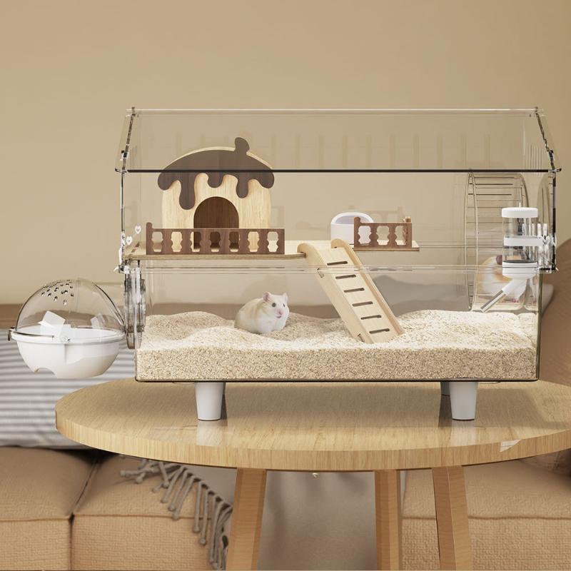 Transparent Hamster Cage Large Luxury Hamster Cages Hamsters Hideout House Accessories with Bathroom Hamsters Wheel Houses