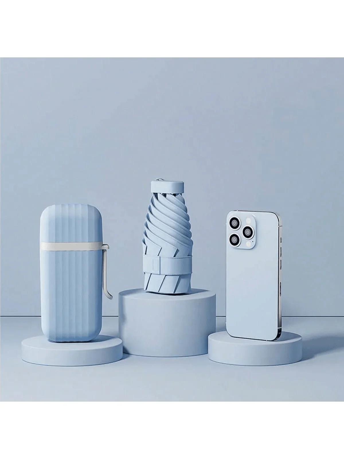 

Мини-компактный карманный зонт для женщин, легкий, 5-складной, защита от солнца, солнца и дождя, маленькая сумка-зонт Paraguas metal-fiber composite&6K небесно-голубой