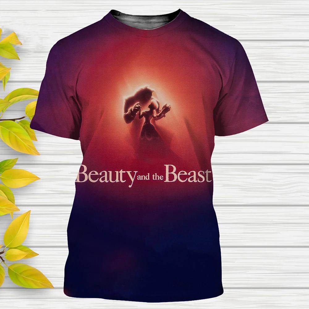 

Summer Disney Beauty and The Beast Cartoon 3d T-Shirts Anime Streetwear Casual T Shirt Kids Tees Tops 150
